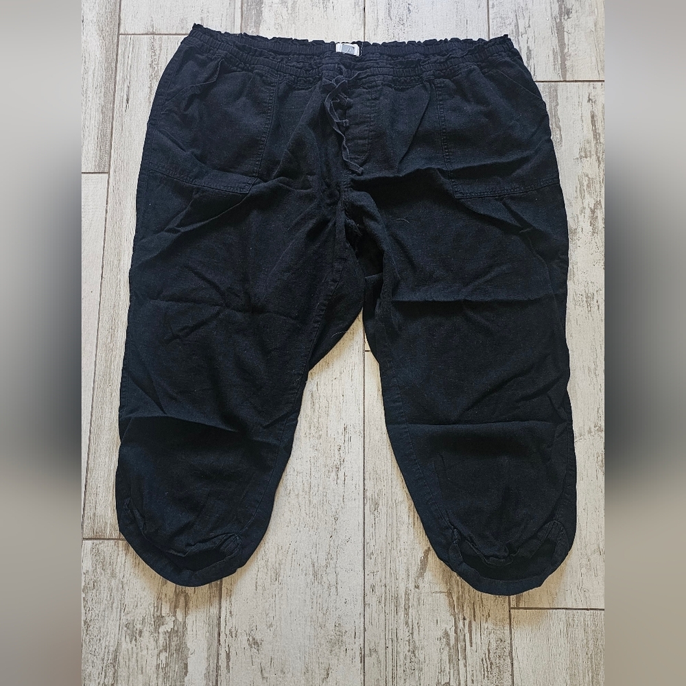 Old Navy Linen Black Cropped Pants 3X